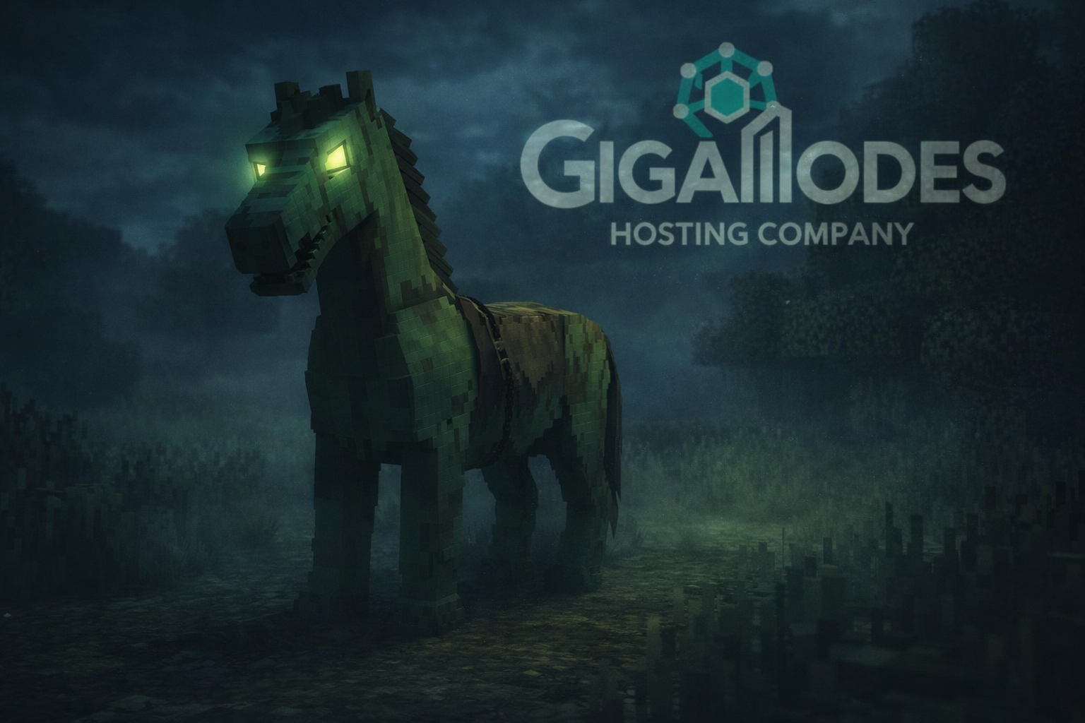 Zombie Horse Cape in Minecraft featuring a zombie horse at night