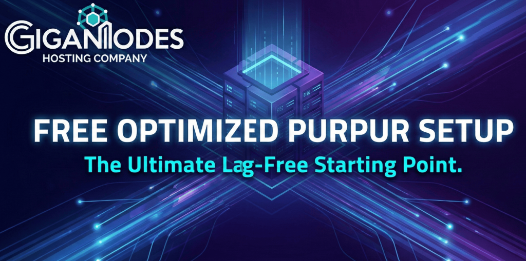 Optimized Purpur Server Setup comparison showing laggy Minecraft gameplay versus smooth 20 TPS performance