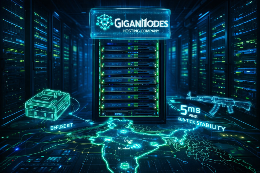 High-performance CS2 and CSGO server hosting India featuring AMD EPYC hardware in a Delhi data center.