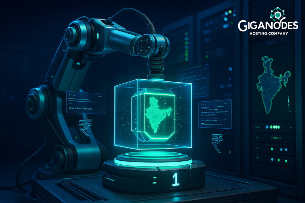 Top 5 VPS providers in India ranking chart showing a glowing number one dedicated server.